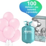 Helium set a světlerůžové balónky 100 kusů