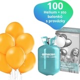 Helium set a oranžové balónky 100 kusů