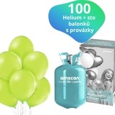 Helium set a světlezelené balónky 100 kusů