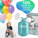 Helium sada - 100 ks barevných balonků a helium 