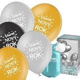 Helium set s balónky Šťastný NOVÝ ROK mix 25 ks 