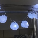 LED řetěz mušle bílé svítící 10 ks 140 cm