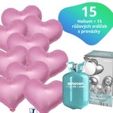 Helium set IBREX srdce růžové 15 ks - balónky s dobou létání 30 dní