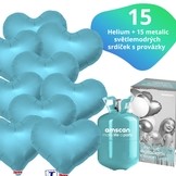 Helium set IBREX srdce modré 15 ks - balónky s dobou létání 30 dní