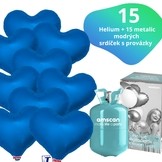 Helium set IBREX srdce tmavě modré 15 ks - balónky s dobou létání 30 dní