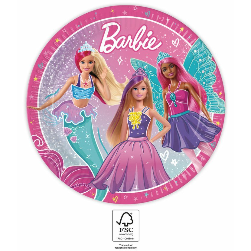 Barbie talíře papírové 23 cm 8 ks 