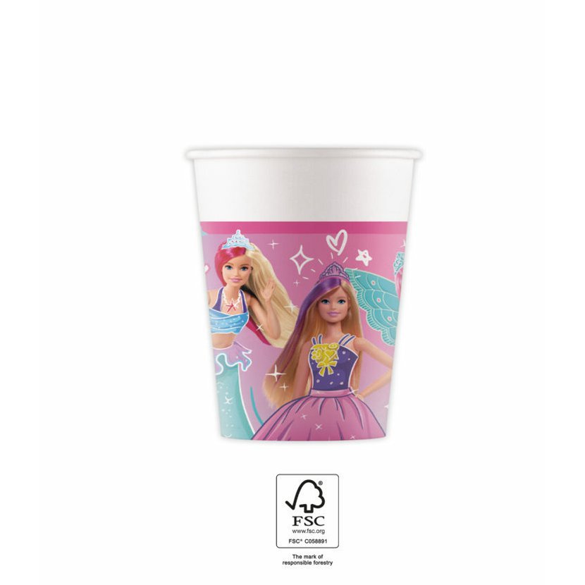 Barbie kelímky papírové 8 ks 200 ml