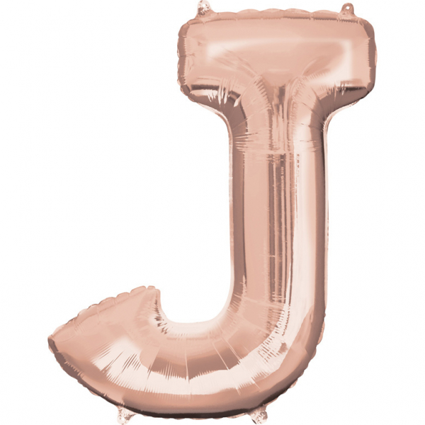 Písmeno J růžovo-zlaté foliový balónek 83 cm Amscan