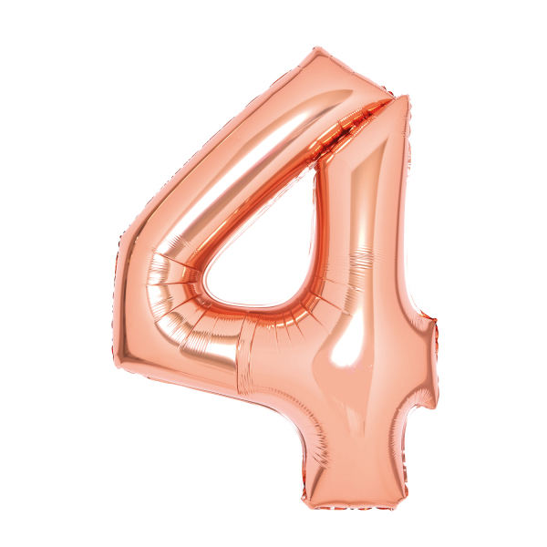Balónek fóliový narozeniny číslo 4 růžovo-zlaté 66cm Amscan