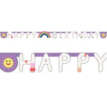 Šťastné narozeniny banner Peppa narozeniny nápis 250 cm x 15 cm